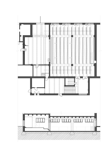 LANG BENEDEK ASSOCIATED ARCHITECTS S. R. O. | REKONŠTRUKCIA MULTIFUNKČNEJ SÁLY POD KOSTOLOM DONA BOSCA NA DORNKAPLI V TRNÁVKE